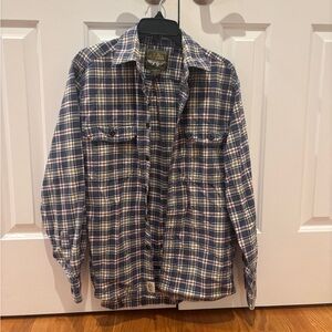 Eddie Bauer Blue and White Plaid Shirt Jacket